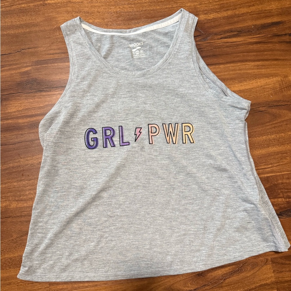 Brooks Women's Gray Tank Top with GRL PWR Design